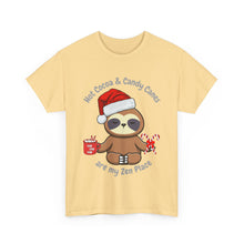 Load image into Gallery viewer, Sloth Zen - Candy Cane, Mental Health, Positive Unisex Heavy Cotton Tee
