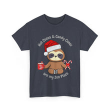 Load image into Gallery viewer, Sloth Zen - Candy Cane, Mental Health, Positive Unisex Heavy Cotton Tee