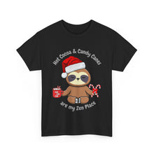 Load image into Gallery viewer, Sloth Zen - Candy Cane, Mental Health, Positive Unisex Heavy Cotton Tee