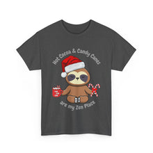 Load image into Gallery viewer, Sloth Zen - Candy Cane, Mental Health, Positive Unisex Heavy Cotton Tee