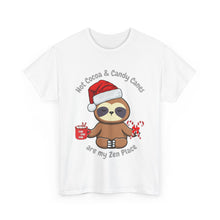 Load image into Gallery viewer, Sloth Zen - Candy Cane, Mental Health, Positive Unisex Heavy Cotton Tee