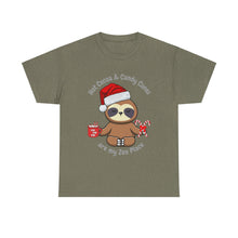 Load image into Gallery viewer, Sloth Zen - Candy Cane, Mental Health, Positive Unisex Heavy Cotton Tee