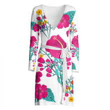 Load image into Gallery viewer, Tropical Burgundy Delight Wrap Dress