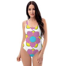 Load image into Gallery viewer, Pink, yellow and blue summer flower One-Piece Swimsuit