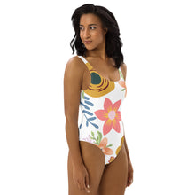 Load image into Gallery viewer, 2022 Springing5 Blues on Pink Background 2 One-Piece Swimsuit