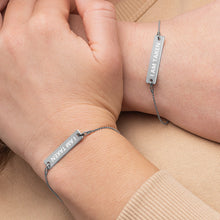 Load image into Gallery viewer, I AM TAKEN - Engraved Silver Bar Chain Bracelet