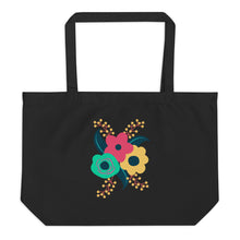 Load image into Gallery viewer, Tri-fold flower Large organic tote bag