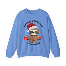 Load image into Gallery viewer, Sloth Christmas Zen Candy Cane, Mental Health, Positive, Unisex Heavy Blend™ Crewneck Sweatshirt
