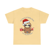 Load image into Gallery viewer, Sloth Zen - Candy Cane, Mental Health, Positive Unisex Heavy Cotton Tee
