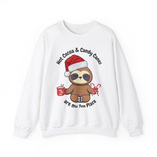 Load image into Gallery viewer, Sloth Christmas Zen Candy Cane, Mental Health, Positive, Unisex Heavy Blend™ Crewneck Sweatshirt

