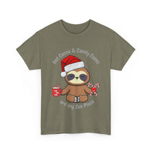 Load image into Gallery viewer, Sloth Zen - Candy Cane, Mental Health, Positive Unisex Heavy Cotton Tee
