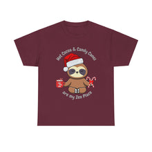Load image into Gallery viewer, Sloth Zen - Candy Cane, Mental Health, Positive Unisex Heavy Cotton Tee
