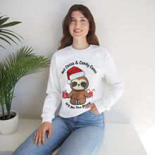 Load image into Gallery viewer, Sloth Christmas Zen Candy Cane, Mental Health, Positive, Unisex Heavy Blend™ Crewneck Sweatshirt
