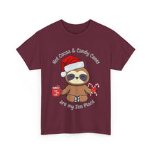 Load image into Gallery viewer, Sloth Zen - Candy Cane, Mental Health, Positive Unisex Heavy Cotton Tee
