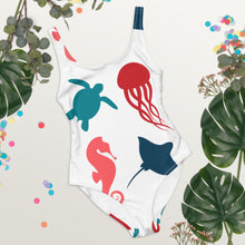 Load image into Gallery viewer, Sea Creatures Delight Rd-DB-PK-LB One-Piece Swimsuit
