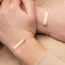 Load image into Gallery viewer, I AM TAKEN - Engraved Silver Bar Chain Bracelet
