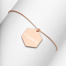 Load image into Gallery viewer, I Love U - Engraved Silver Hexagon Necklace
