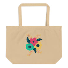 Load image into Gallery viewer, Tri-fold flower Large organic tote bag
