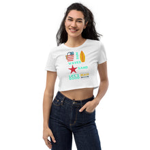 Load image into Gallery viewer, Sun, Waves, Sand, Life's Good Beach Organic Crop Top, short T-shirt, Summer, gym
