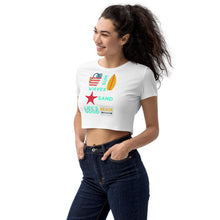 Load image into Gallery viewer, Sun, Waves, Sand, Life's Good Beach Organic Crop Top, short T-shirt, Summer, gym
